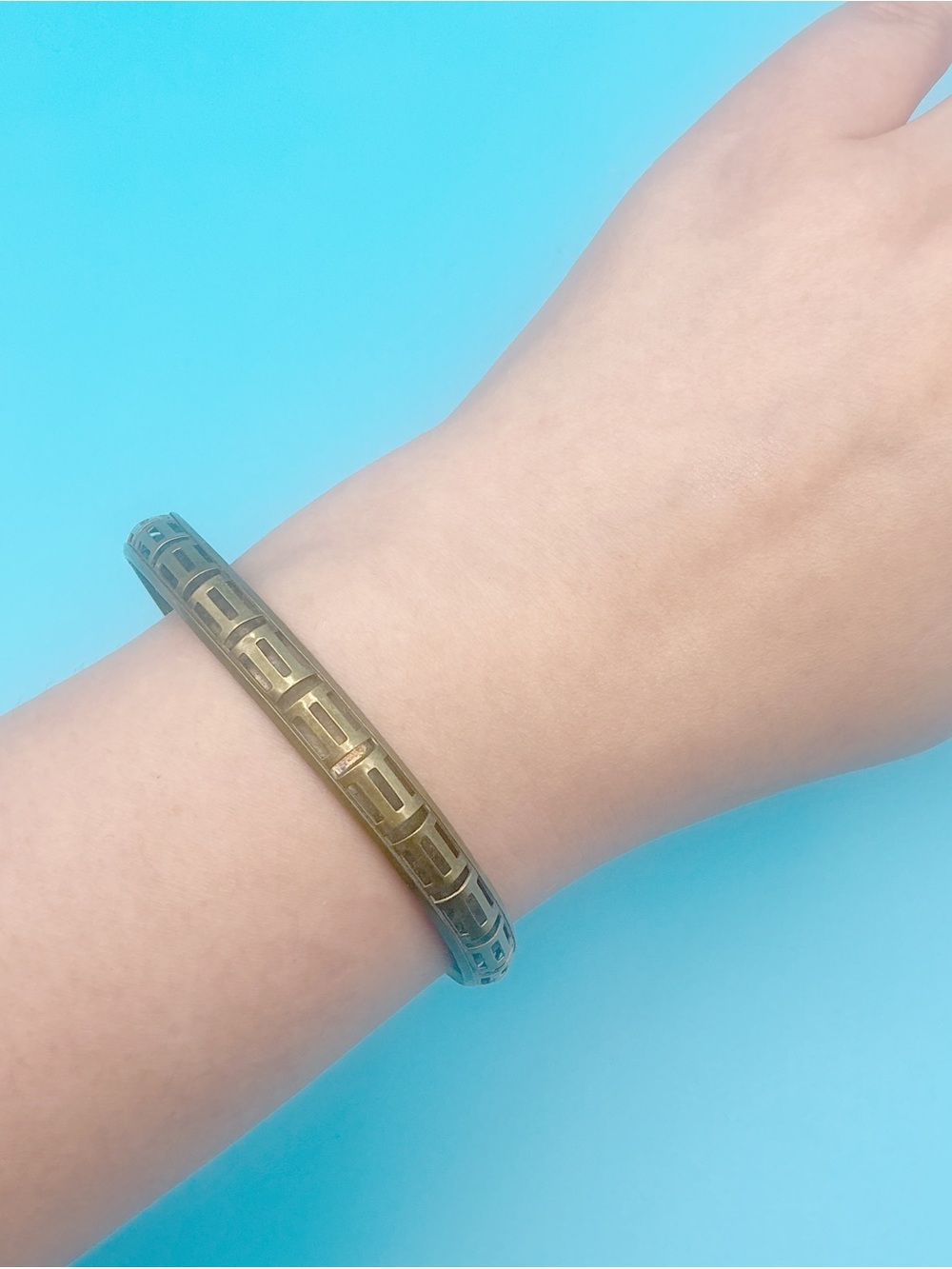 Vintage Geometric Brass Bangle
